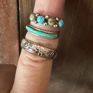 Turquoise Stackable Women’s Rings - Silver